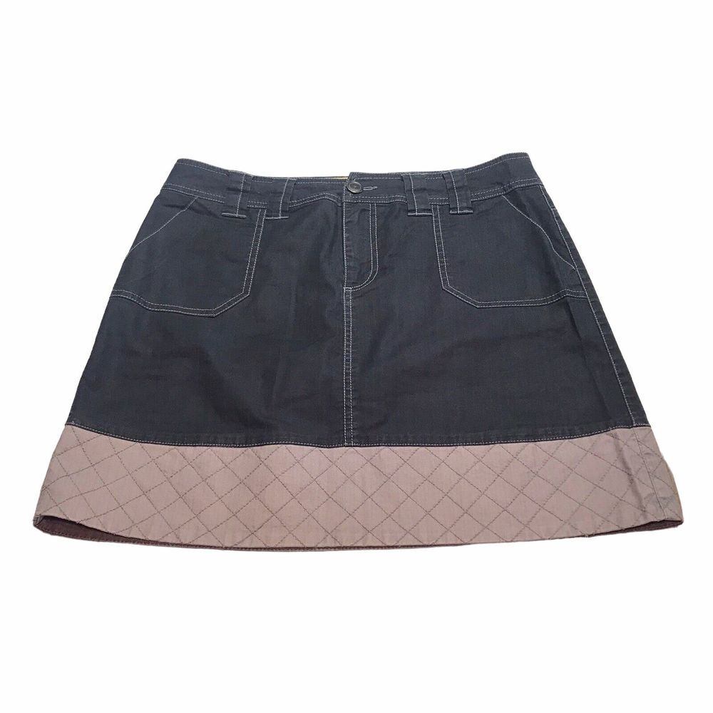 Adventura Skirt Womens 8 Black gray pockets stretch mini button zip light weight